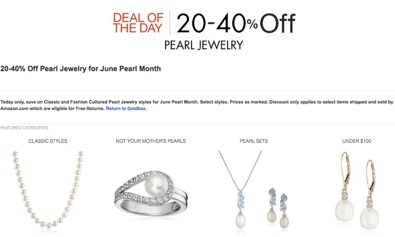 Pearl Jewelry, 20-40% off on Amazon